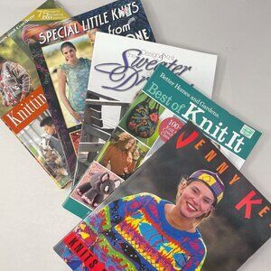 Lot of 5 Knitting Pattern Books Sweaters Bags Pillows Jenny Kee Knits Crafts